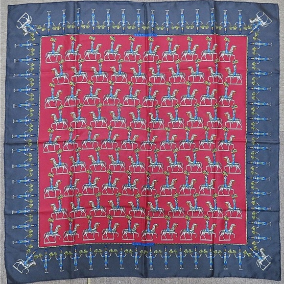 Hermes Red and Blue Artificiers Scarf - Picture 1 of 12